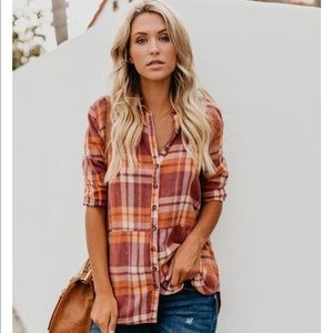 Cotton Plaid Pocketed Shirt